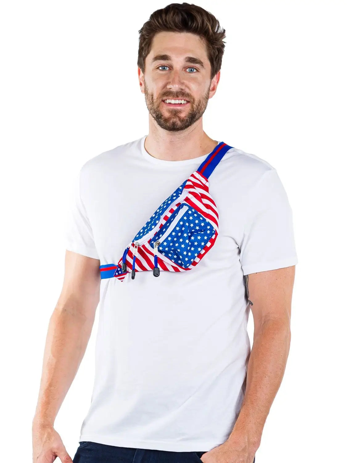 Freedom American Flag Fanny Pack USA w/ Drink Holder