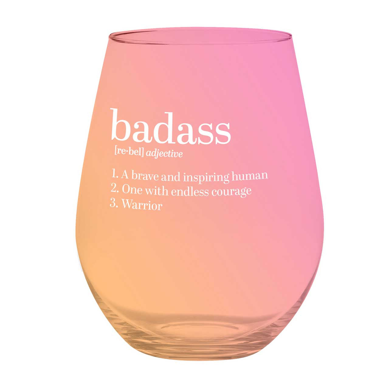 Jumbo Stemless Wine Glass - Badass