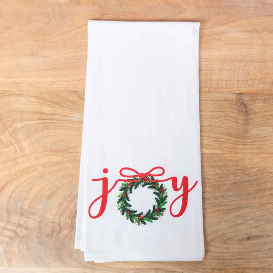 Joy Wreath Flour Sack Hand Towel