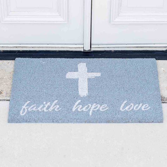 Faith Hope Love Coir Doormat