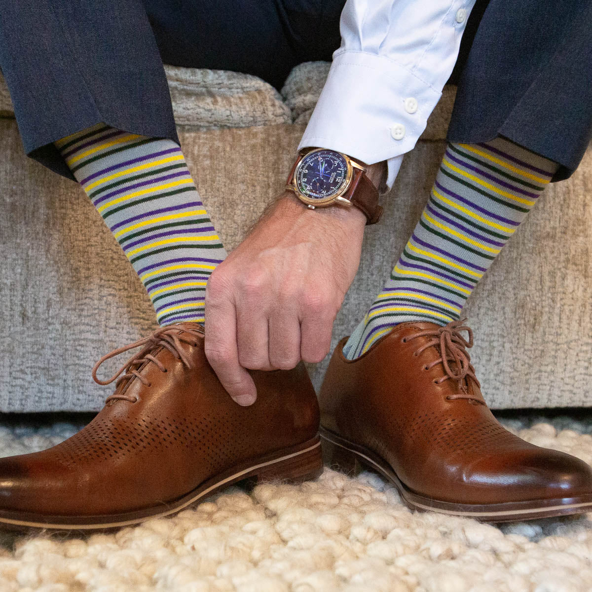 Men's Mardi Gras Stripe Socks