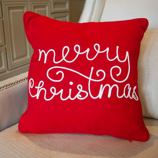 Merry Christmas Pillow Red/White