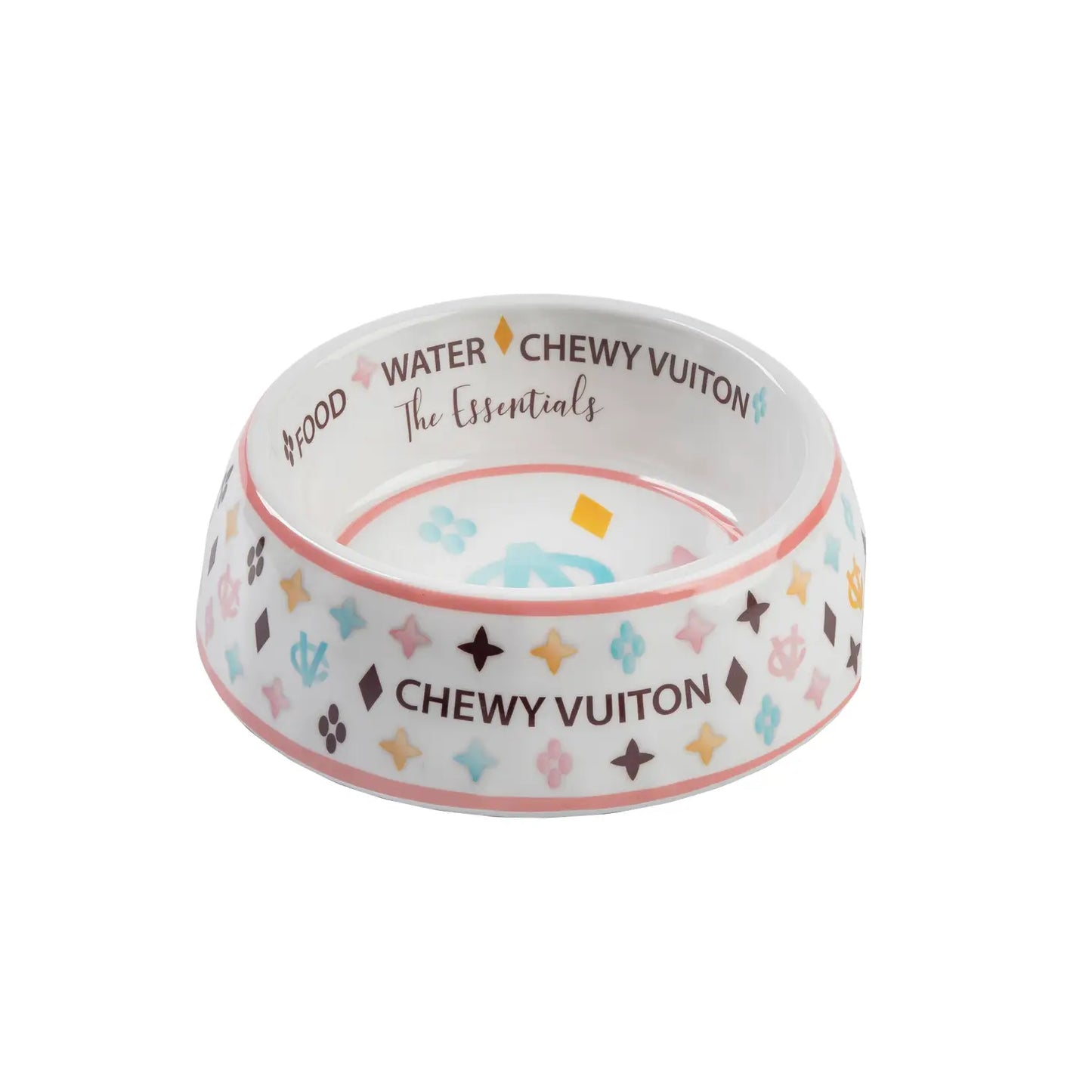 White Chewy Vuiton Bowl - 3 Sizes!! Dog Bowls