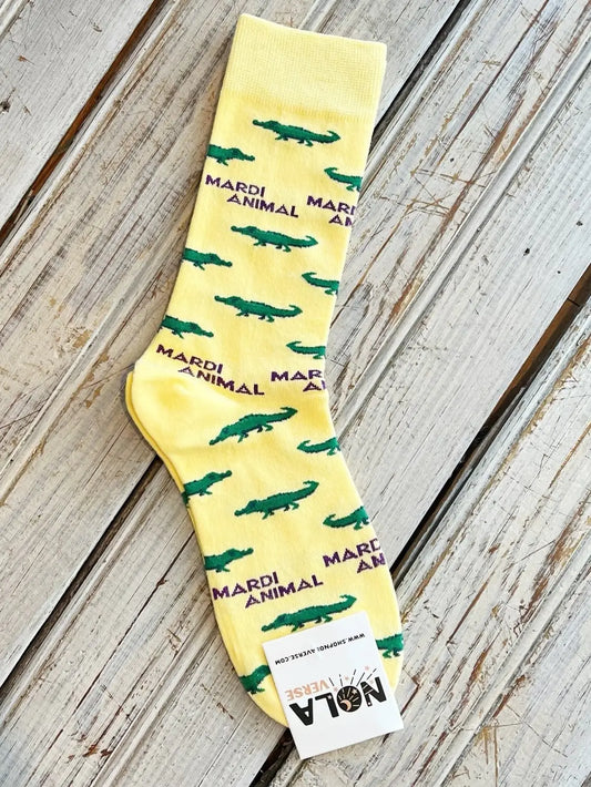 Mardi Animal Socks-Yellow