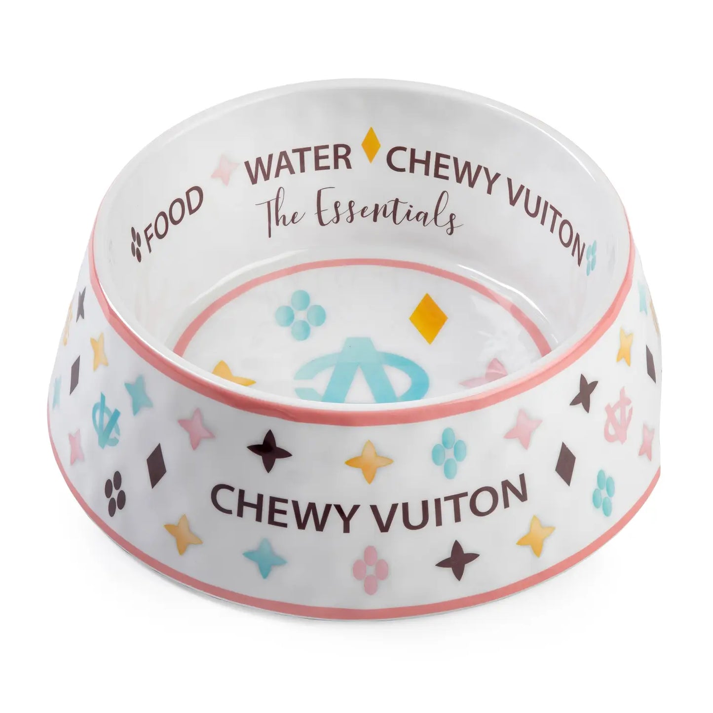 White Chewy Vuiton Bowl - 3 Sizes!! Dog Bowls