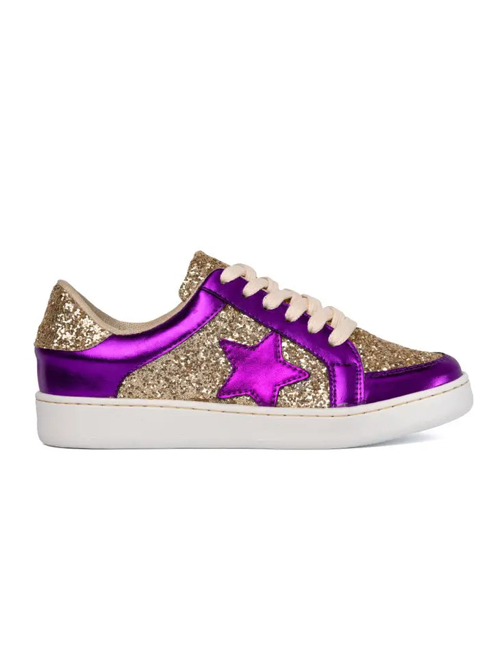 Purple & Gold Sparkle Sneakers